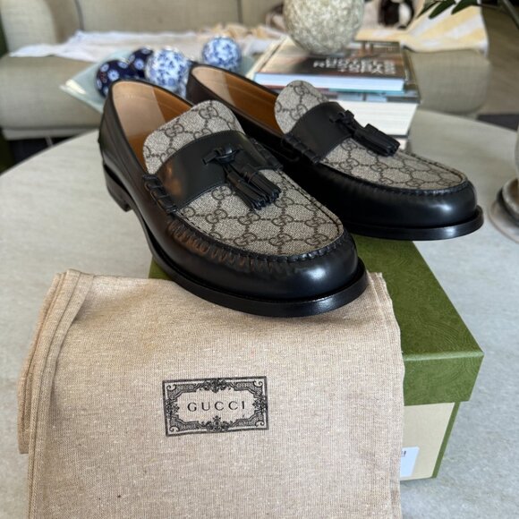 Gucci 673817 Millenial Ribot Supreme GG Men's leather tassle loafers, sz G13 - Picture 3 of 13